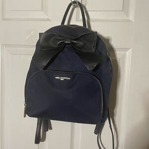 Karl Lagerfeld Navy Blue Nylon Backpack black synthetic straps & Bow